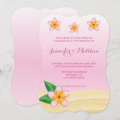 Invitation Frangipani rose Fleurs tropicales Mariage de plage (Devant / Derrière)