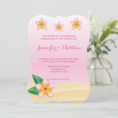 Invitation Frangipani rose Fleurs tropicales Mariage de plage (Debout devant)
