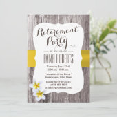 Invitation Frangipani Tropical Rustic Wood Retirement Party (Debout devant)