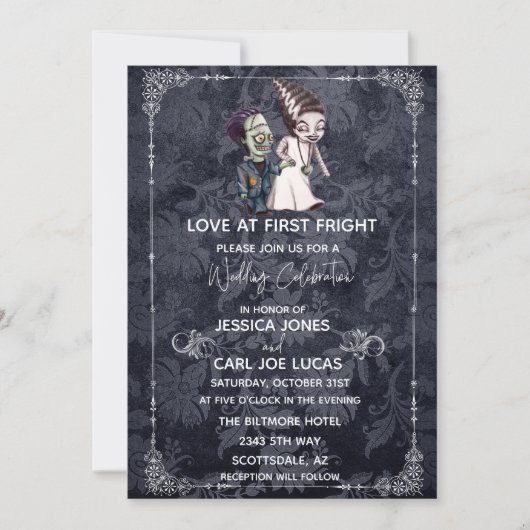 Invitation Frankenstein Bride Mariage d'Halloween (Devant)