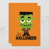 Invitation Frankenstein C'est Halloween (Devant / Derrière)