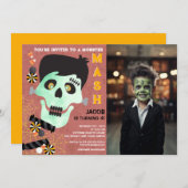 Invitation Frankenstein Halloween Anniversaire Photo Invitati (Devant / Derrière)