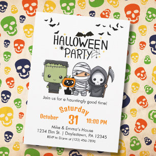 Invitation Frankenstein Momie Faucheuse Chat Mignon Halloween