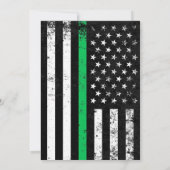 Invitation Frapeau américain de la ligne verte mince|Invitati (Dos)