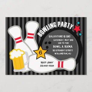 Invitation Frappe à l'invitation du Fun Bowling Birthday Part