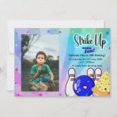 Invitation Frappe bleue, amusons-nous, bowling avec photo  (Devant)