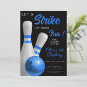 Invitation Frappe bleue pour s'amuser garçon bowling annivers (Debout devant)