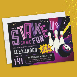 Invitation Frappe de Bowling cool violette colorée