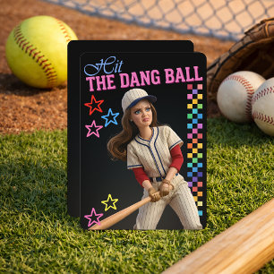 Invitation Frappe donc cette balle, maman de baseball drôle à
