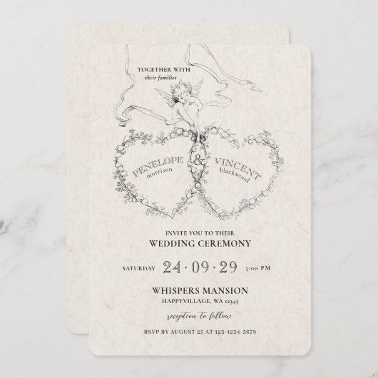 Invitation Frappé par la flèche de Cupid (Devant / Derrière)