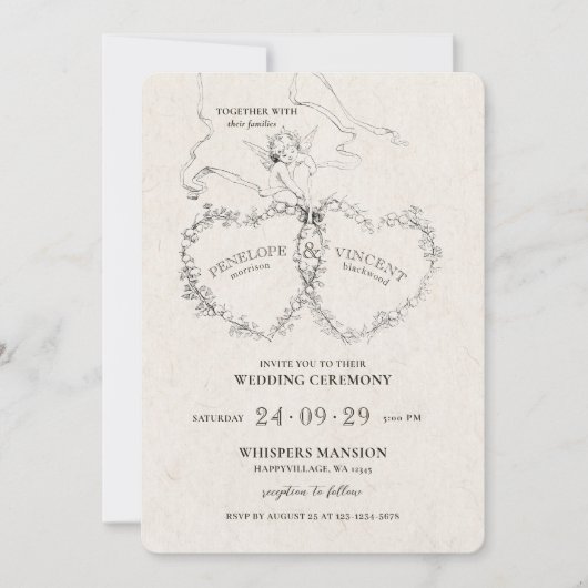 Invitation Frappé par la flèche de Cupid (Devant)