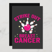 Invitation Frapper Contre le Cancer du Sein Cadeau de Bowling (Devant / Derrière)
