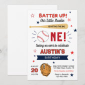 Invitation Frappez Fort ! Thème de baseball mignon pour fête  (Devant / Derrière)