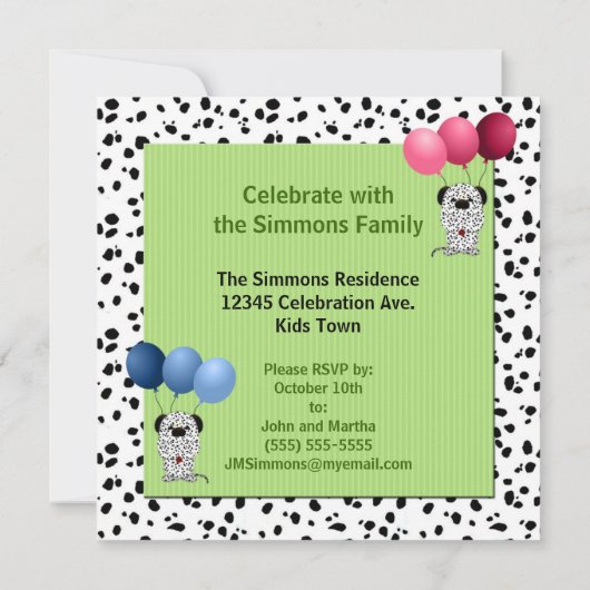 Invitation FraternalTwins 5e fête d'anniversaire Vert (Dos)