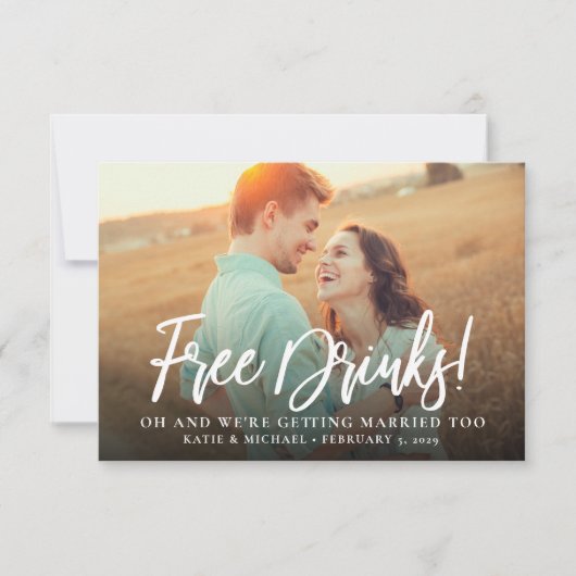 Invitation Free Drinks Photo Funny Enregistrer la date Annonc (Devant)