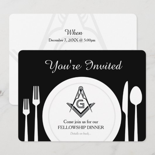 Invitation Freemason, Dîner Masonic Invitation per (Devant / Derrière)