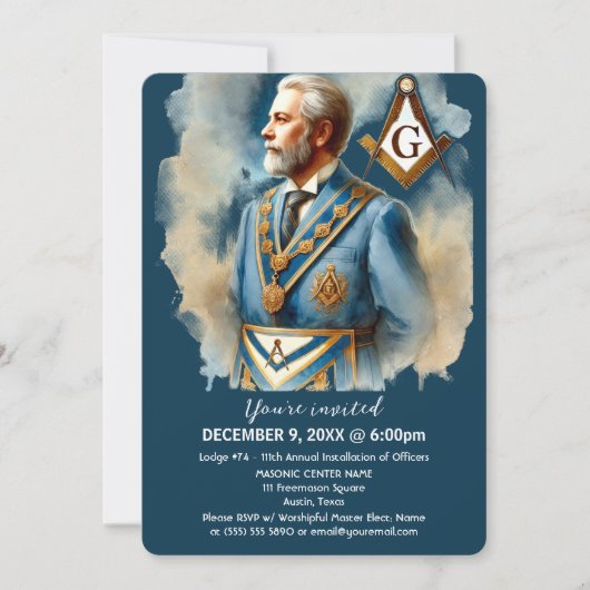 Invitation Freemason Masonry Carré et Compass Masonic (Devant)
