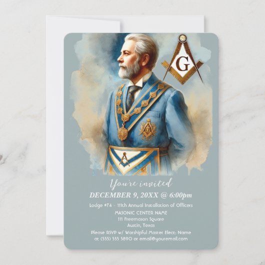 Invitation Freemason Masonry Carré et Compass Masonic (Devant)