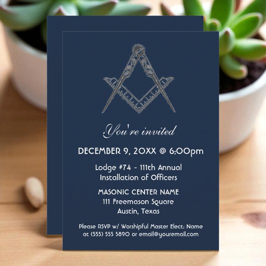 Invitation Freemason Masonry Marine Bleu