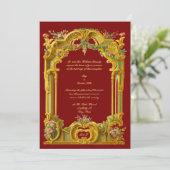 Invitation French Baroque Rococo Style Color Border Wedding (Debout devant)