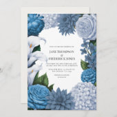 Invitation French Blue, Storm Slate & Petal Fog Wedding (Devant / Derrière)