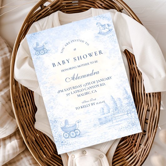 Invitation French Blue Toile Baby Shower