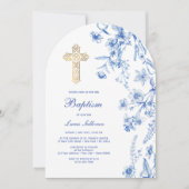Invitation French Blue Wildflowers Arch Baptism (Devant)