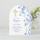 Invitation French Blue Wildflowers Arch Baptism (Debout devant)