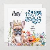 Invitation French Bulldog 90th Birthday Party (Devant / Derrière)