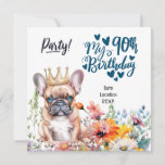 Invitation French Bulldog 90th Birthday Party<br><div class="desc">Peu importe comment vous choisissez de célébrer le 90e anniversaire de votre Bulldog français,  assurez-vous de le faire en style! Envoyez des invitations à tous les amis de votre chien (à deux ou à quatre pattes),  faites un gâteau d'anniversaire spécial et amusez-vous !</div>