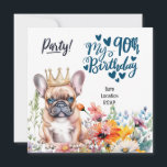 Invitation French Bulldog 90th Birthday Party<br><div class="desc">Peu importe comment vous choisissez de célébrer le 90e anniversaire de votre Bulldog français,  assurez-vous de le faire en style! Envoyez des invitations à tous les amis de votre chien (à deux ou à quatre pattes),  faites un gâteau d'anniversaire spécial et amusez-vous !</div>