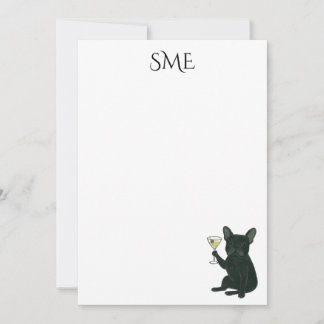 Invitation French Bulldog Dirty Martini Monogram Stationery