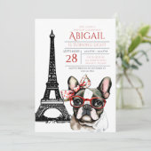 Invitation French Bulldog Eiffel Tower Paris Anniversaire des (Debout devant)