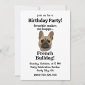 Invitation French Bulldog Face Birthday Party (Devant)