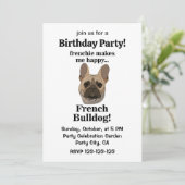 Invitation French Bulldog Face Birthday Party (Debout devant)