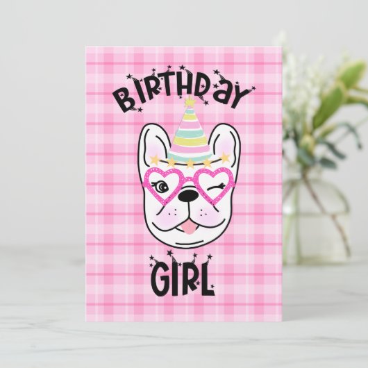 Invitation French Bulldog Frenchie Anniversaire Thème (Debout devant)