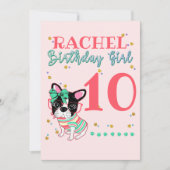 Invitation French Bulldog Frenchie Birthday Girl (Devant)