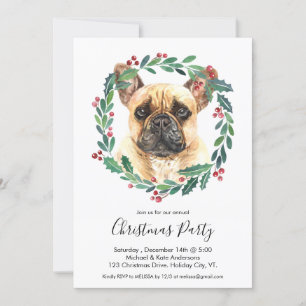 Invitation French Bulldog mignon chien Élégante fête de Noël