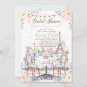 Invitation French Cafe Paris Theme Eiffel Tower Bridal Shower (Devant)