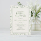 Invitation French Floral Sage Green Ivory Bridal Shower (Debout devant)