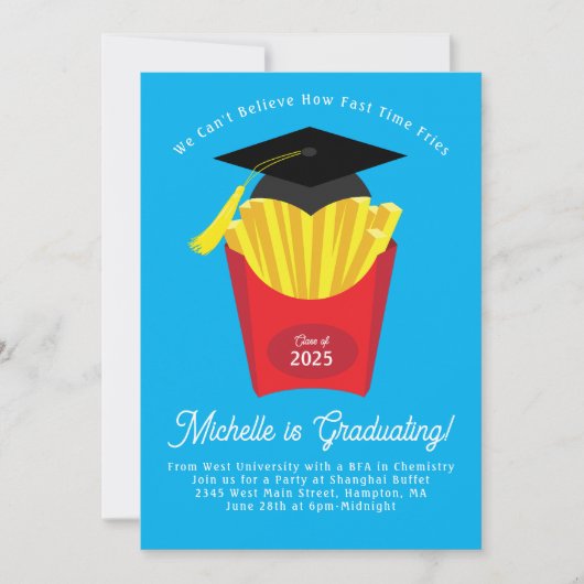 Invitation French Fries Graduation Party Fast Food (Devant)