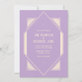 Invitation French Lilac & Champagne Art Deco Wedding Photo (Devant)