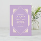 Invitation French Lilac & Champagne Art Deco Wedding Photo (Debout devant)