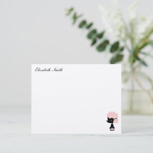 Invitation French Poodle Custom Flat Merci Notes (Debout devant)