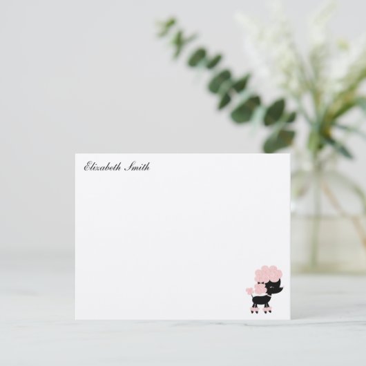 Invitation French Poodle Custom Flat Merci Notes (Debout devant)