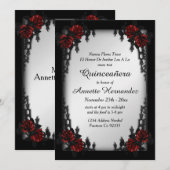 Invitation French Quarter Goth Argent Quinceañera  (Devant / Derrière)