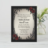 Invitation French Quarter Gothique Rose rouge sur l'or antiqu (Debout devant)