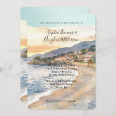 Invitation French Riviera Beach Coastal Wedding (Devant / Derrière)