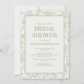 Invitation French Sage Green Ivory Photo Bridal Shower (Devant)