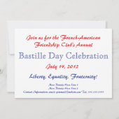 Invitation French Theme Event - French American Friendship (Dos)